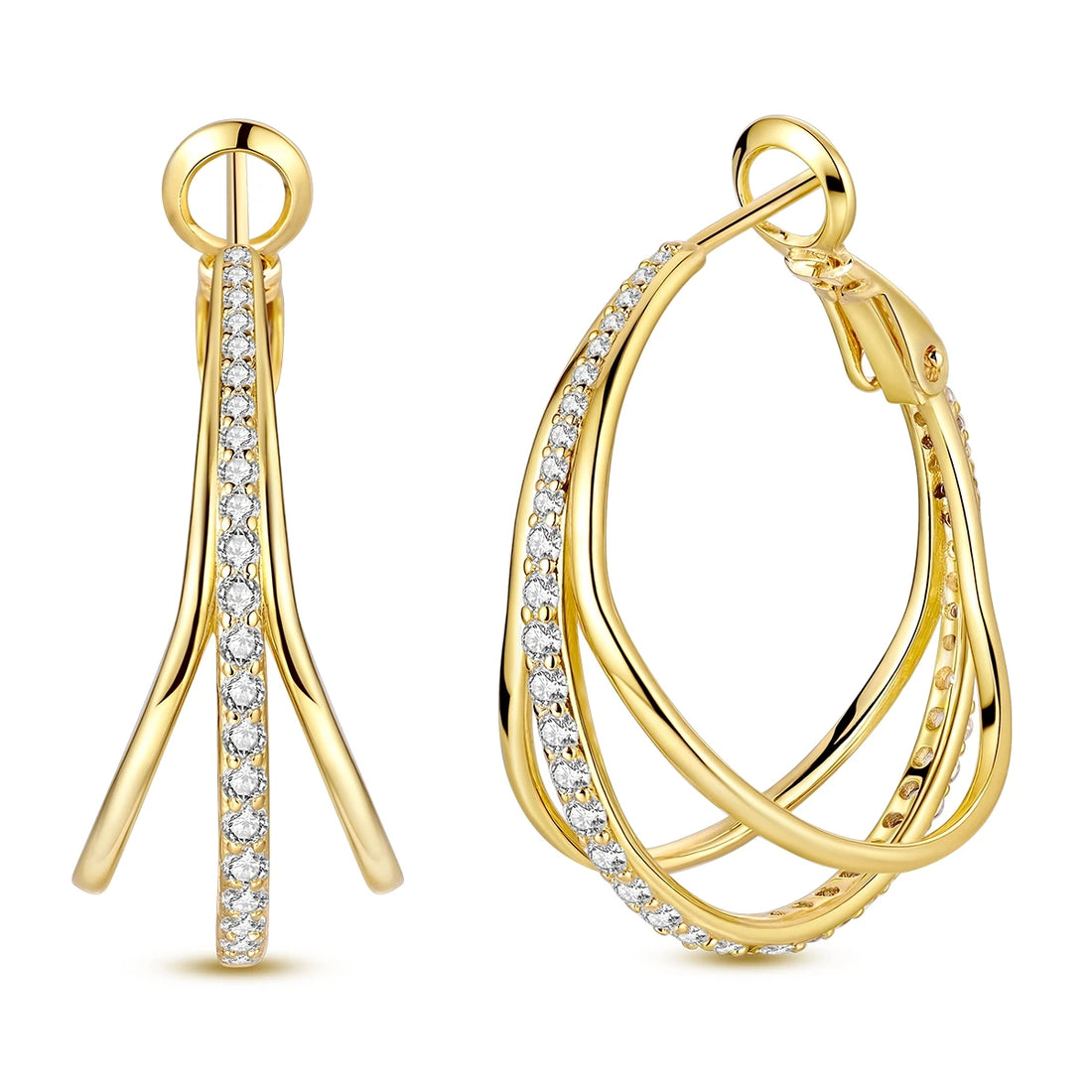 925 Sterling Silver Minimalist Hoop Earrings - Rose Gold & Yellow Gold