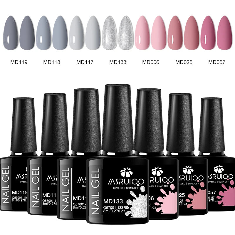 7pc UV Gel Nail Polish Set | Soak Off Long-Lasting DIY Nail Art Kit