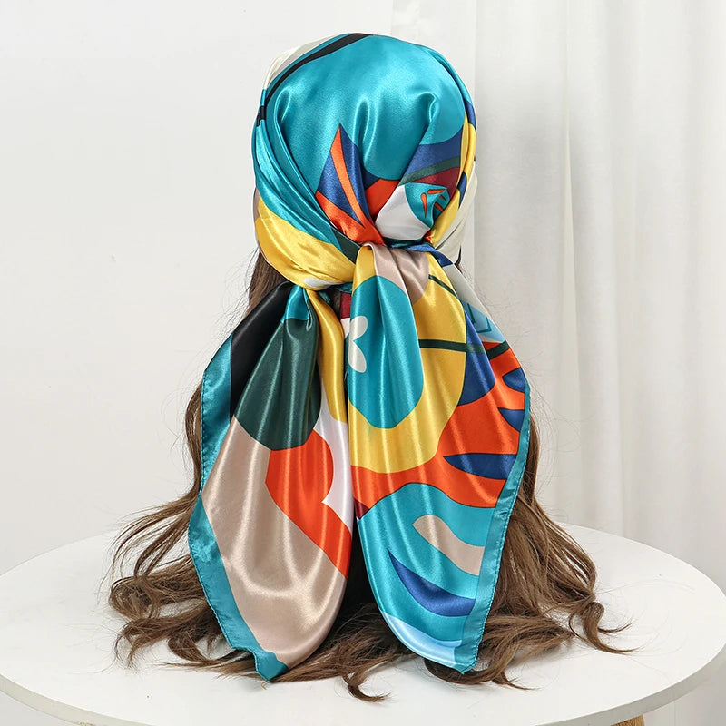 Silk Printed Square Scarf for Women – Versatile Satin Shawl & Headband | Lamaquise