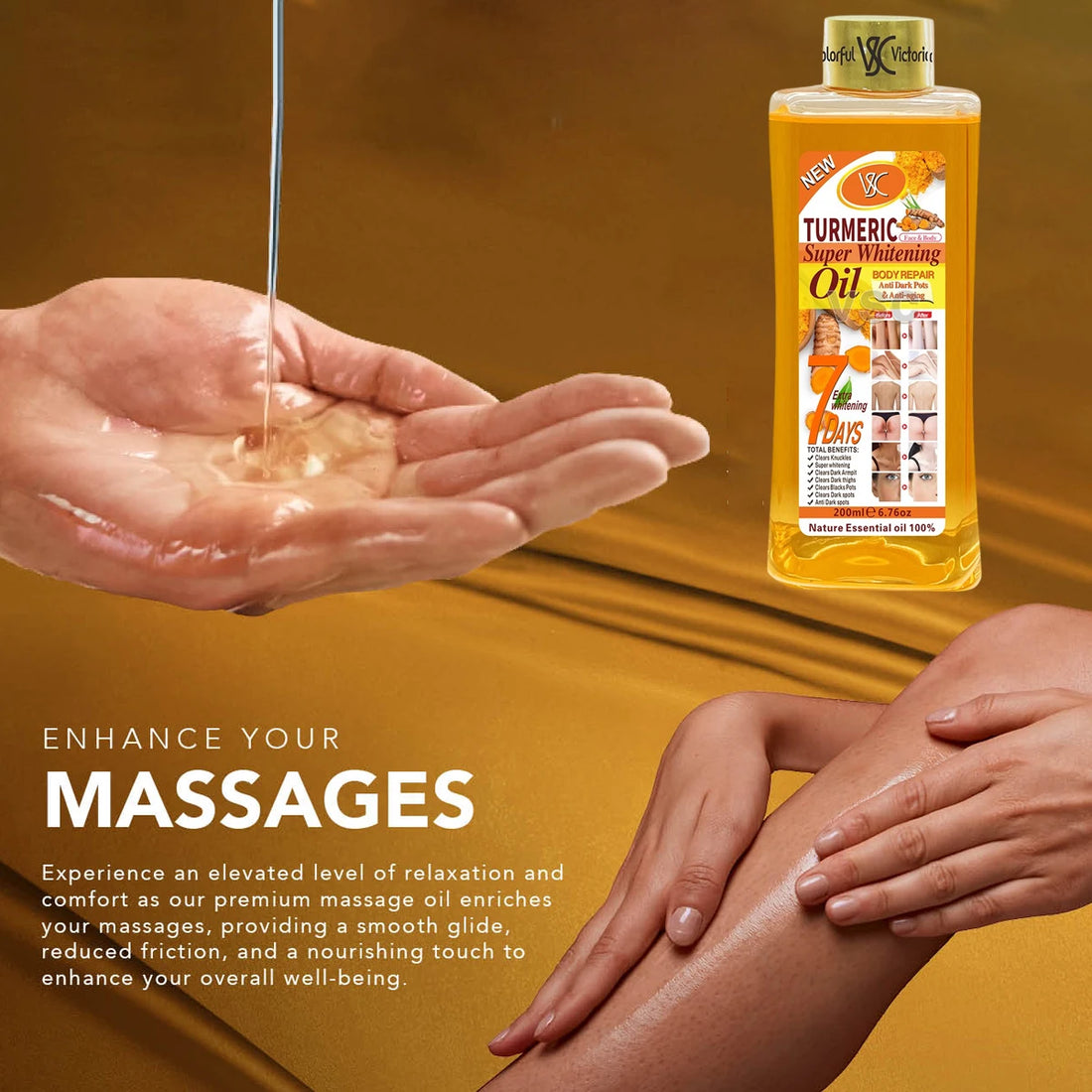 Turmeric Massage Oil - 200ml Body & Face Moisturizing Oil