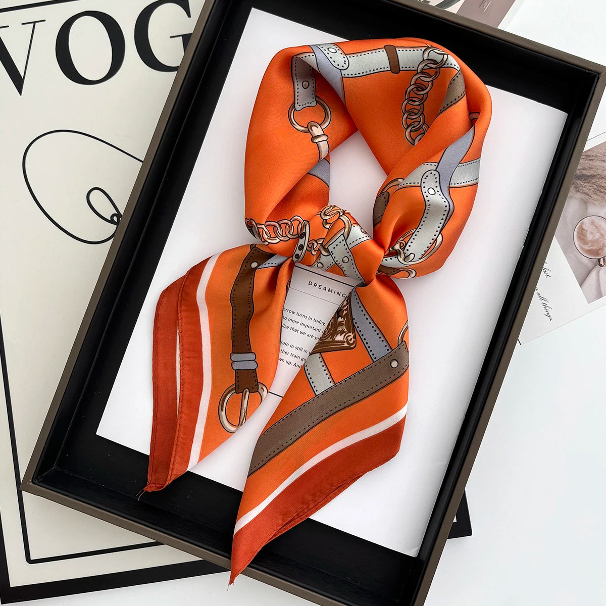 Satin Square Scarf – Silk-Feel Headband, Bag Ribbon & Neck Wrap for Women | 70x70cm