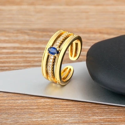 Adjustable Layered Ring - Dazzling Zirconia Statement Jewelry