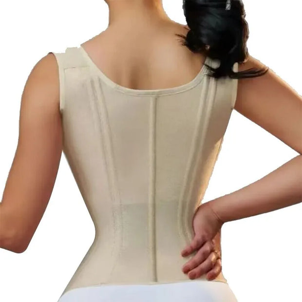 Latex Waist Cover 15 Bone Straightening Tank Top with Waist Bundle, Waist Belt, Zipper Buckle, Retro Shaper Top