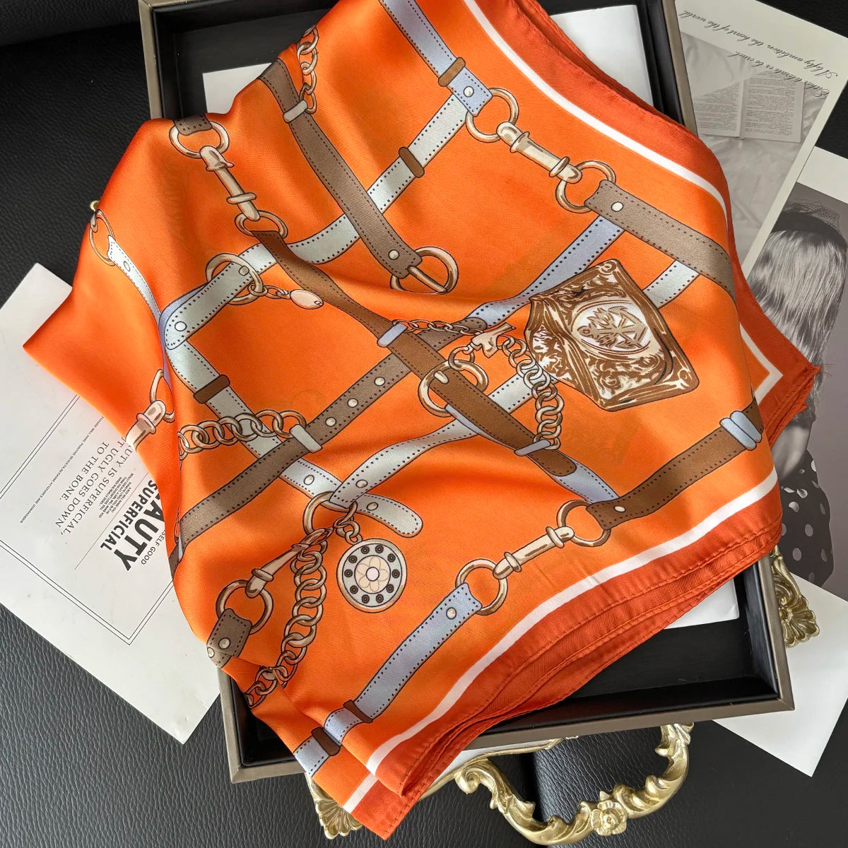 Satin Square Scarf – Silk-Feel Headband, Bag Ribbon & Neck Wrap for Women | 70x70cm