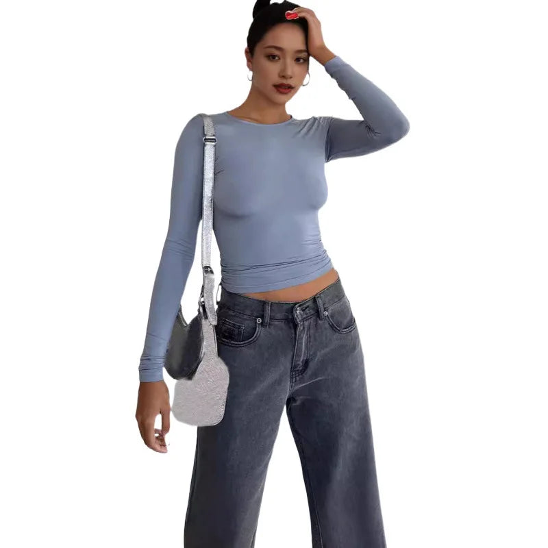 Basic Long Sleeve Crew Neck T-Shirt - Essential Top