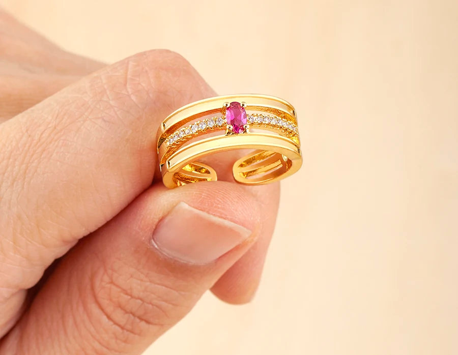 Adjustable Layered Ring - Dazzling Zirconia Statement Jewelry