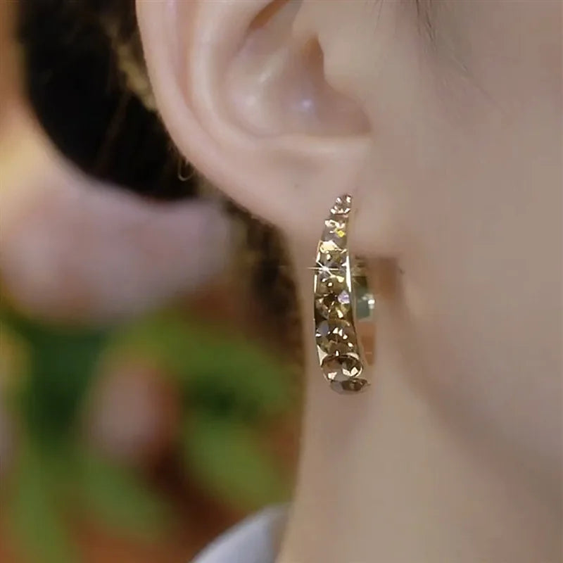 Brown Zircon Circle Earrings - Elegant Statement Jewelry for Women