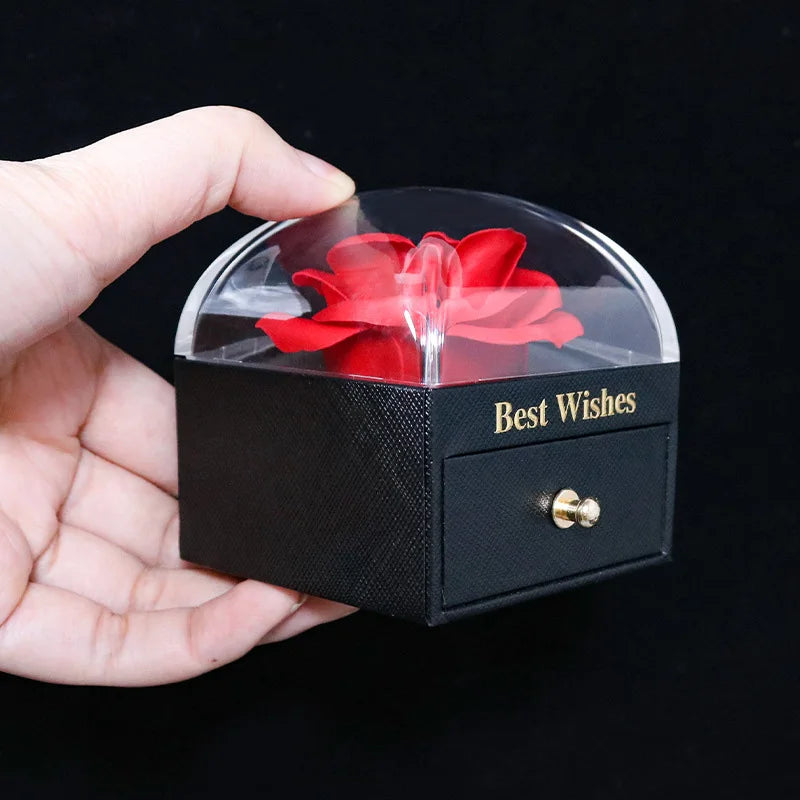 Rose Flower Jewelry Box - Valentine's Day Gift Packaging for Necklaces