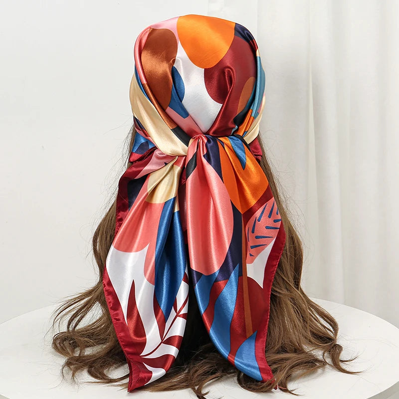 Silk Printed Square Scarf for Women – Versatile Satin Shawl & Headband | Lamaquise