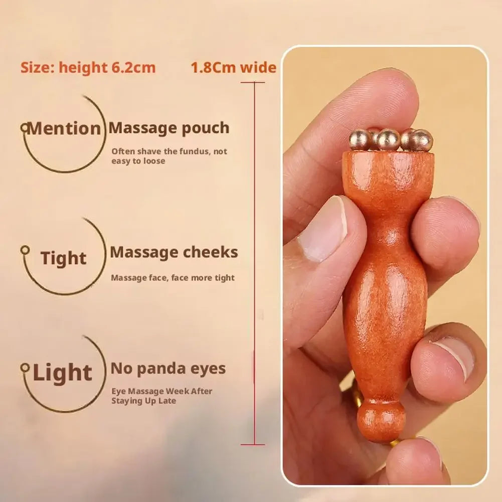 Lymphatic Facial Contour Brush & Brass Lotus Eye Massage Tool - Sandalwood Acupressure Set