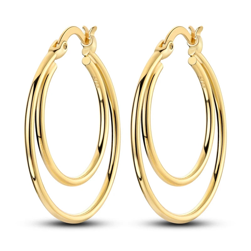 925 Sterling Silver Minimalist Hoop Earrings - Rose Gold & Yellow Gold