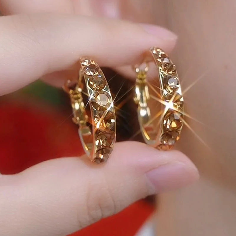 Brown Zircon Circle Earrings - Elegant Statement Jewelry for Women