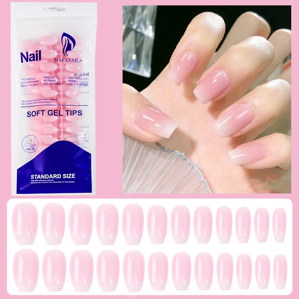 French Coffin Press On Nails 120pcs | Glossy Short Square Full Cover Nail Tips