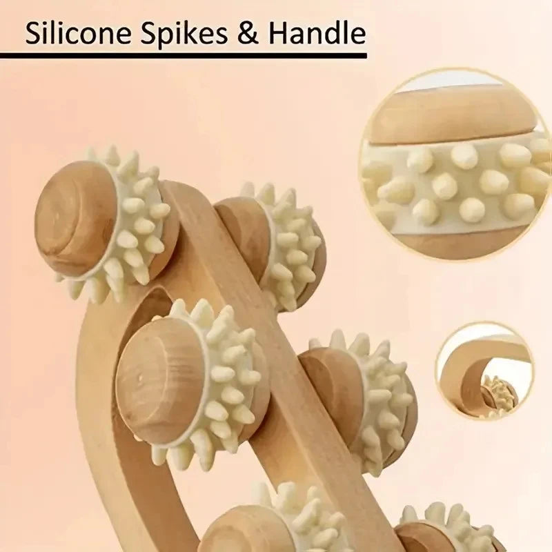 Wooden Body Massage Roller | Deep Tissue Relief for Neck, Back & Legs