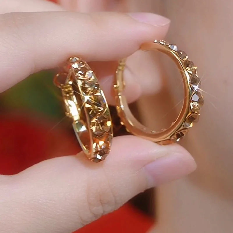 Brown Zircon Circle Earrings - Elegant Statement Jewelry for Women