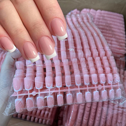 French Coffin Press On Nails 120pcs | Glossy Short Square Full Cover Nail Tips