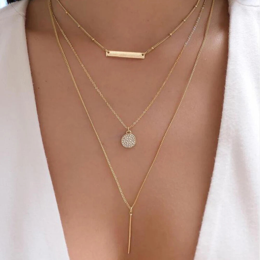 Layered Gold Necklace Set - 5 Piece Chain Collection