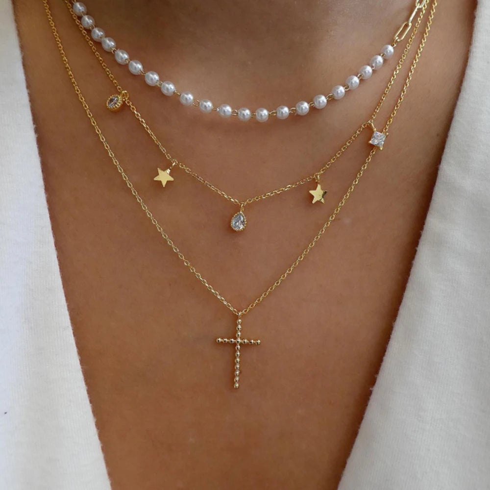 Layered Gold Necklace Set - 5 Piece Chain Collection