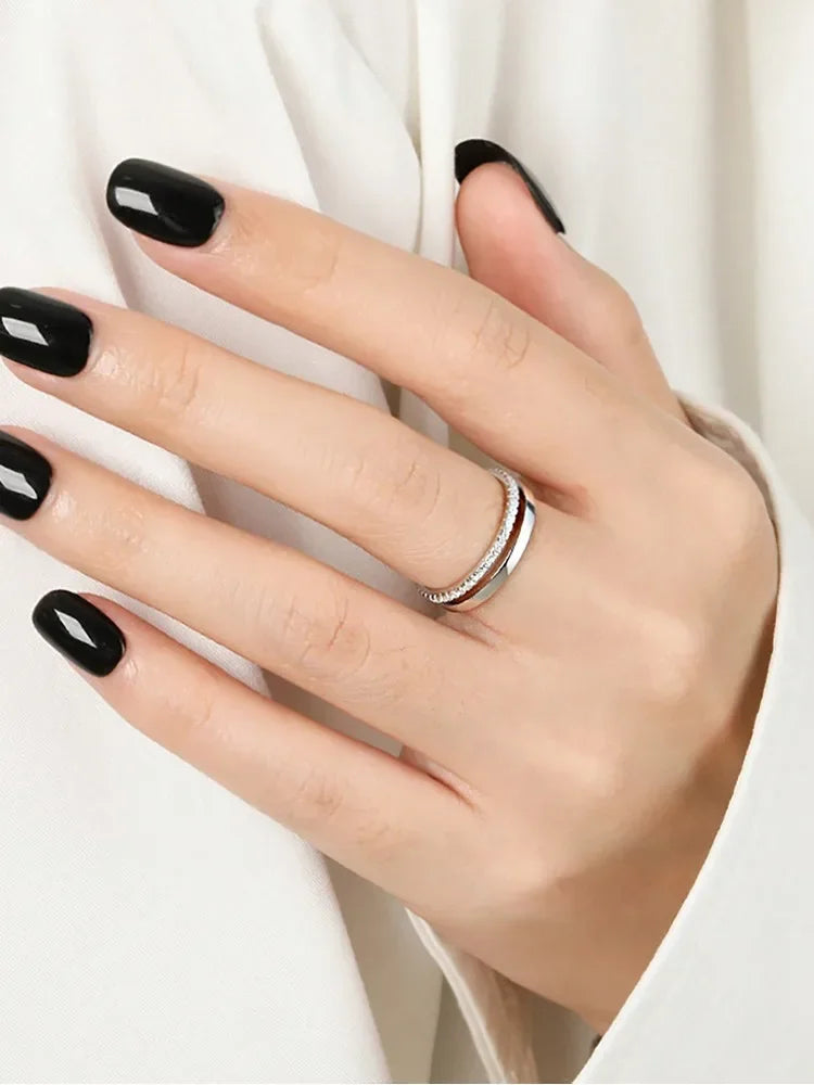 Sterling Silver Zircon Ring - 925 Engagement Wedding Band