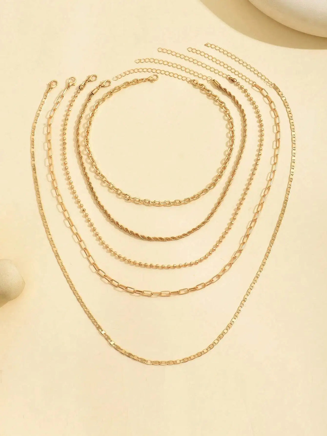 Layered Gold Necklace Set - 5 Piece Chain Collection