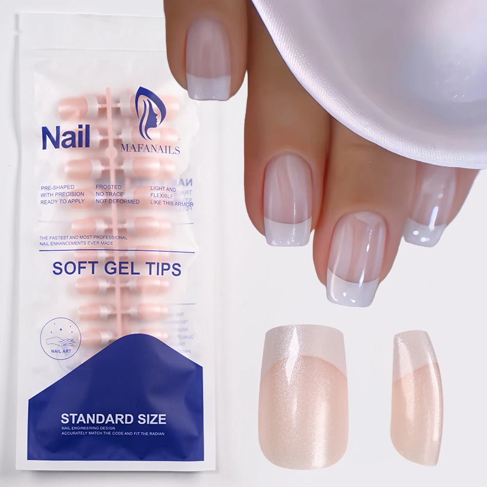 French Coffin Press On Nails 120pcs | Glossy Short Square Full Cover Nail Tips