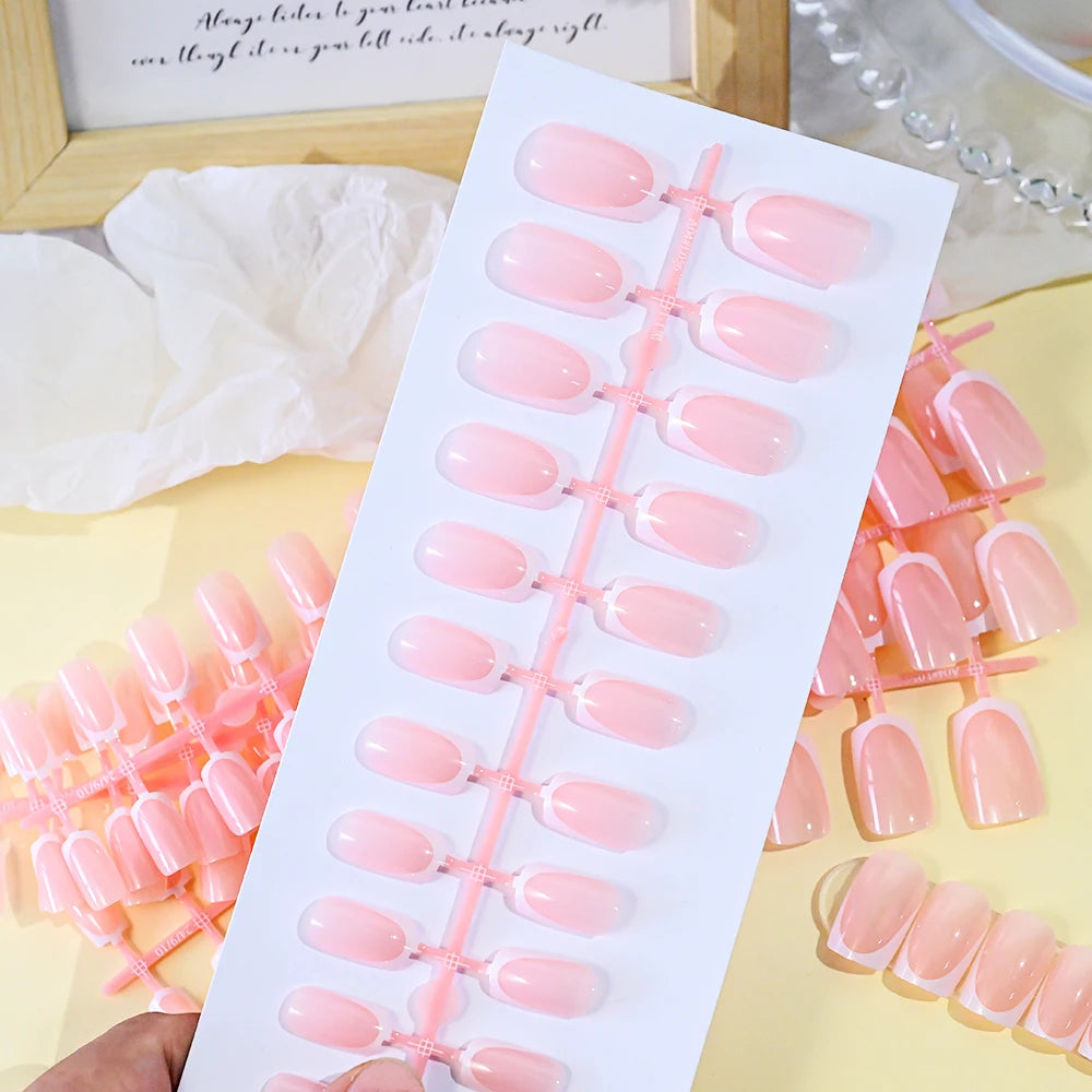 French Coffin Press On Nails 120pcs | Glossy Short Square Full Cover Nail Tips