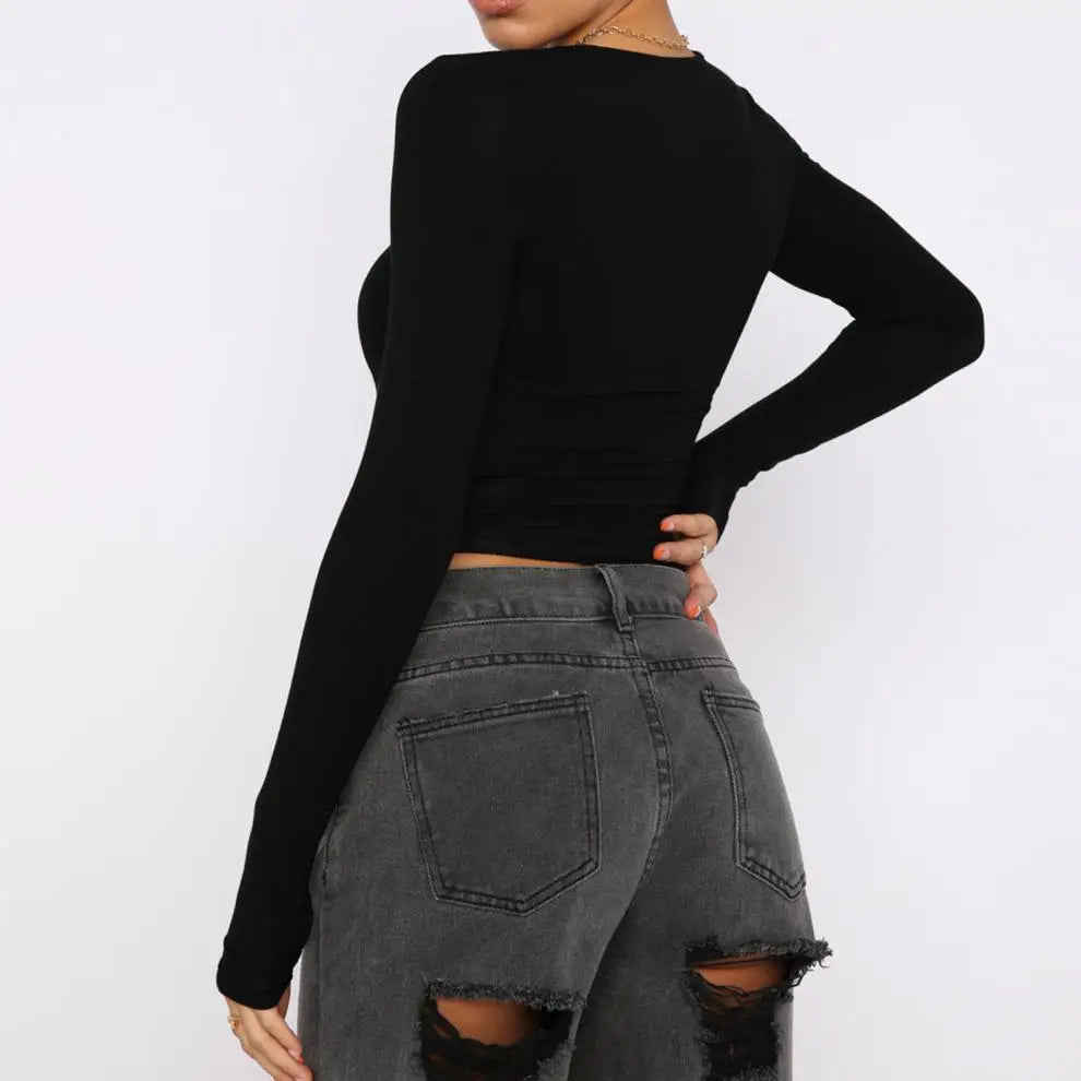 Basic Long Sleeve Crew Neck T-Shirt - Essential Top