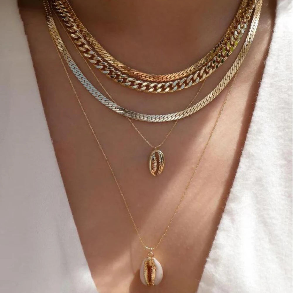 Layered Gold Necklace Set - 5 Piece Chain Collection