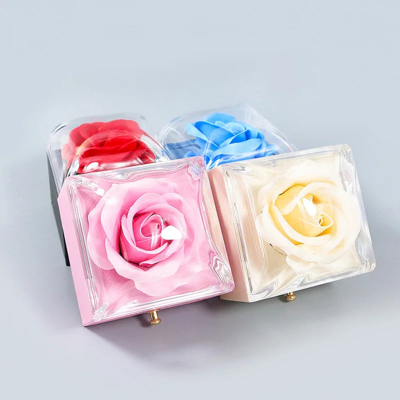 Rose Flower Jewelry Box - Valentine's Day Gift Packaging for Necklaces