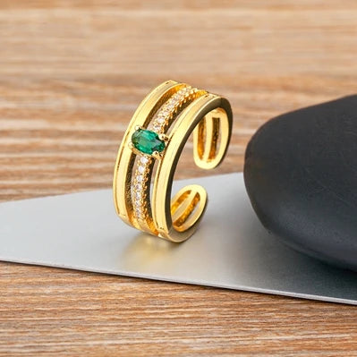 Adjustable Layered Ring - Dazzling Zirconia Statement Jewelry