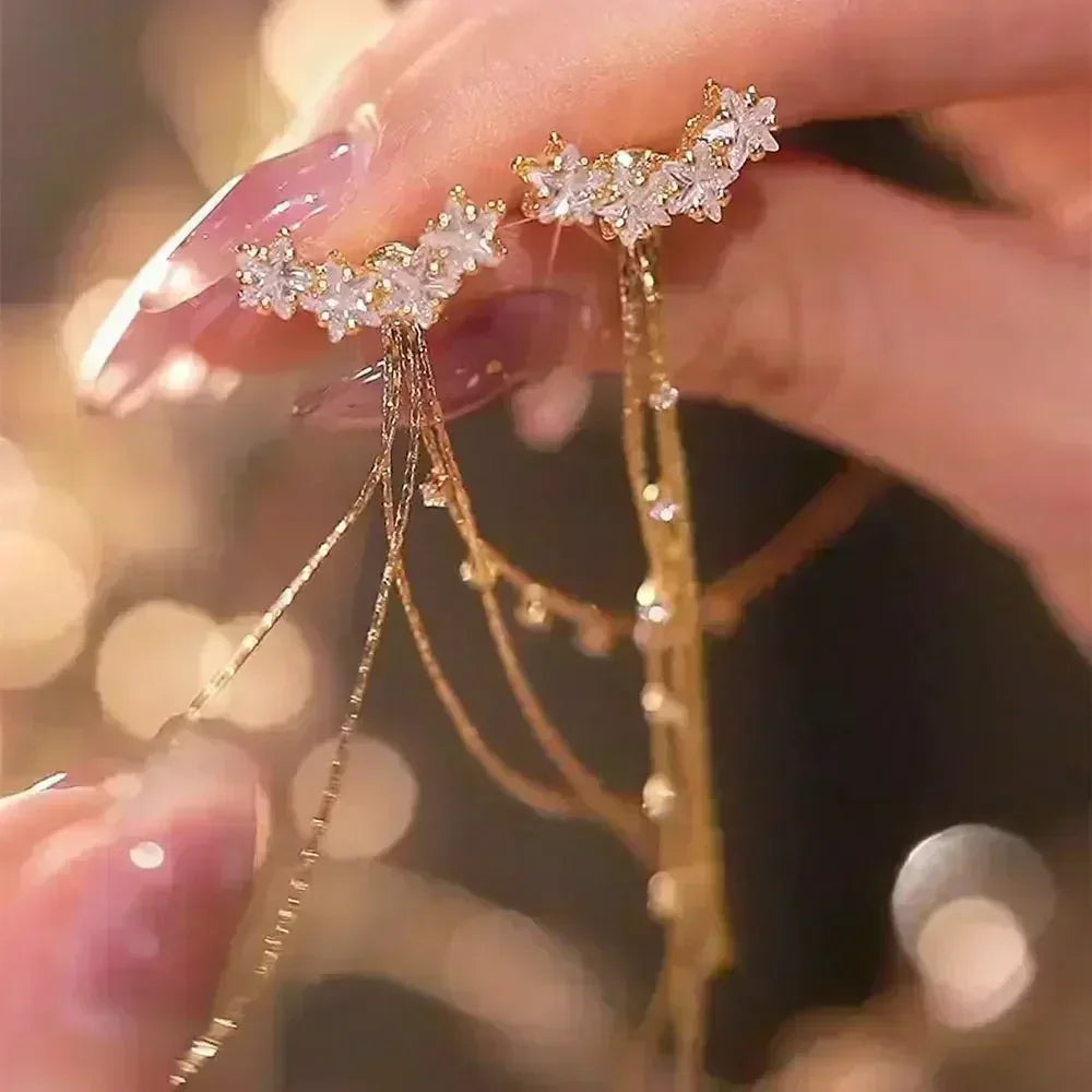 Brown Zircon Circle Earrings - Elegant Statement Jewelry for Women