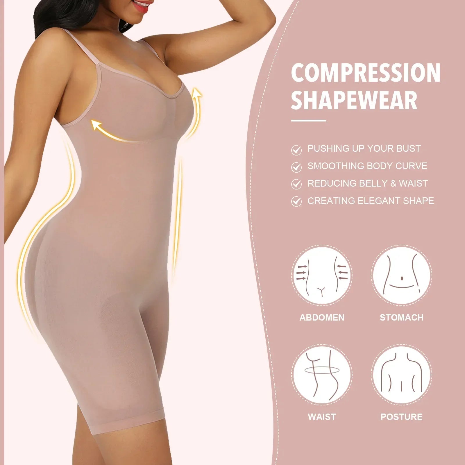 One Piece Shapewear Bodysuit Tummy Control Waist Cincher Slimming Seamless Lifting Underwear for Women