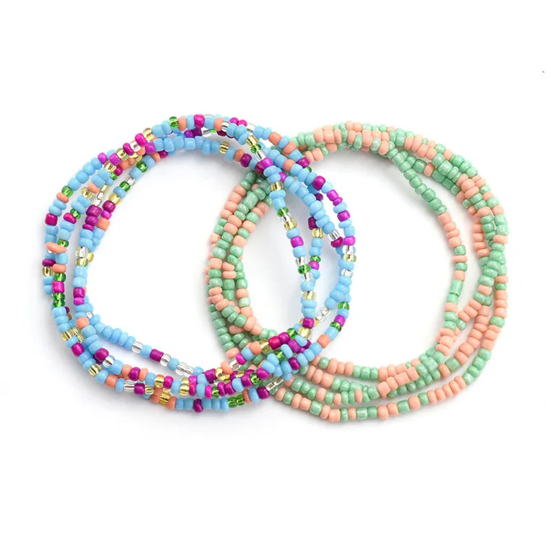 African Waist Bead Chain Set (2 Pcs) — Colorful Belly Chains for Women & Girls