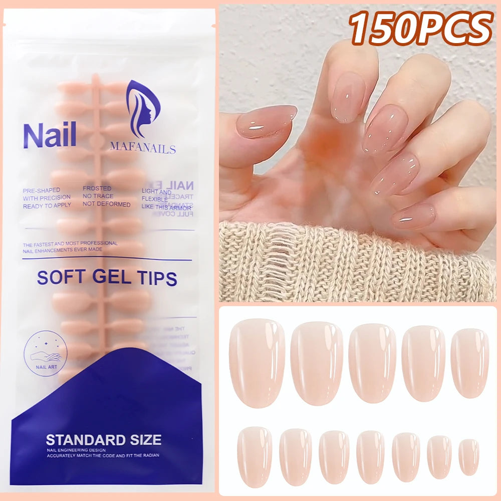 French Coffin Press On Nails 120pcs | Glossy Short Square Full Cover Nail Tips