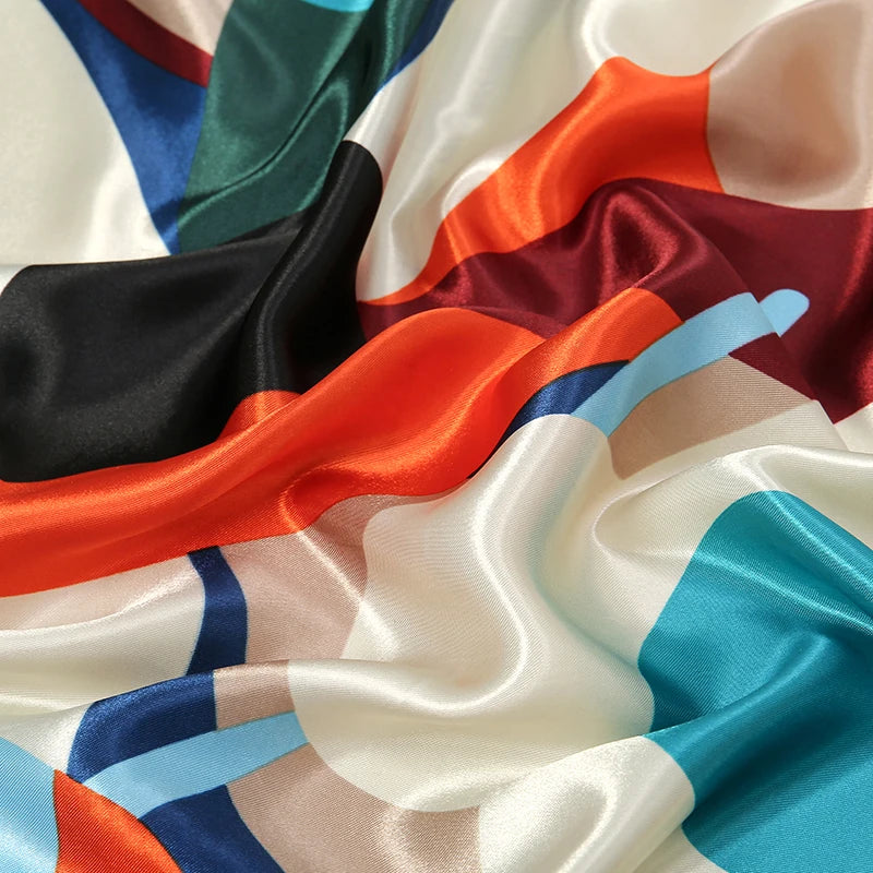 Silk Printed Square Scarf for Women – Versatile Satin Shawl & Headband | Lamaquise