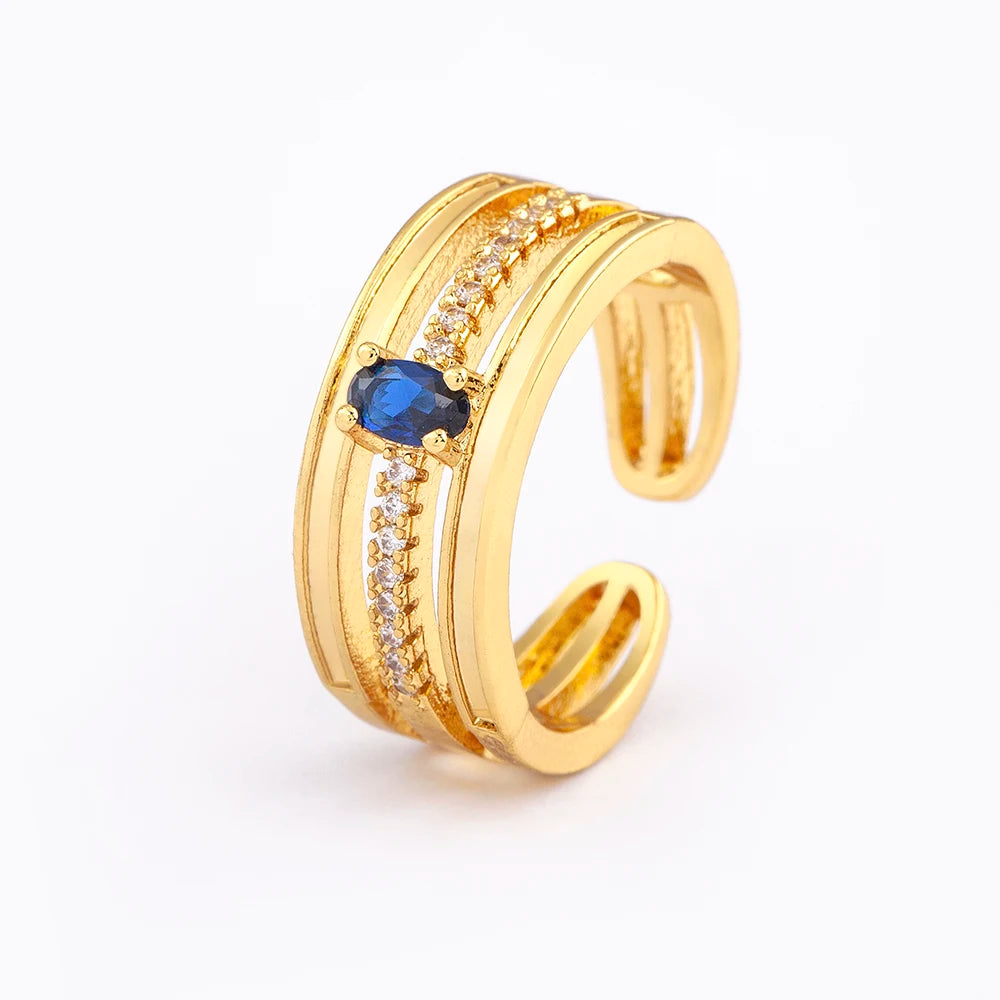 Adjustable Layered Ring - Dazzling Zirconia Statement Jewelry