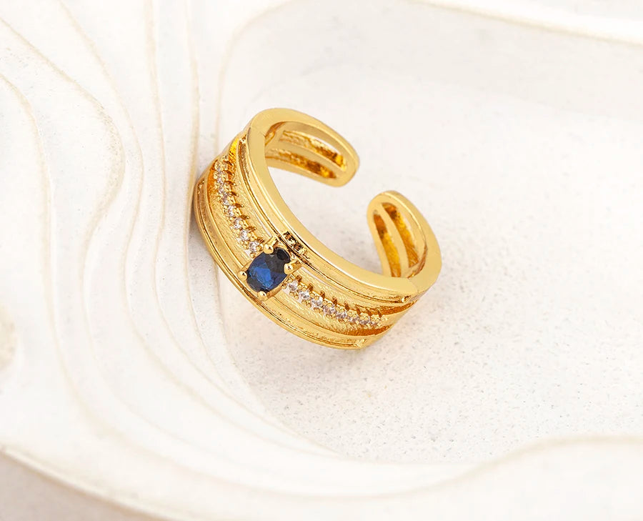 Adjustable Layered Ring - Dazzling Zirconia Statement Jewelry