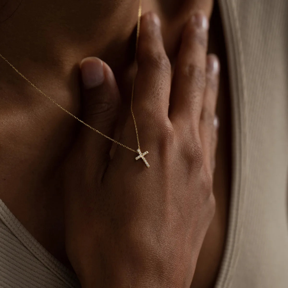 Gold Cross Necklace - 18K Plated Waterproof Pendant