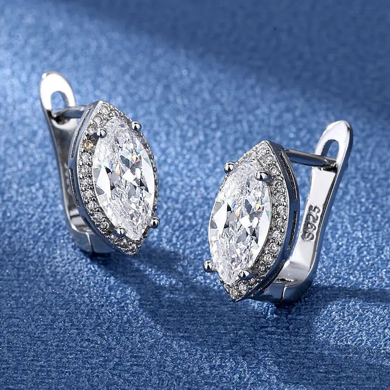 925 Sterling Silver Purple Zirconia Stud Earrings - Vintage Elegant Design