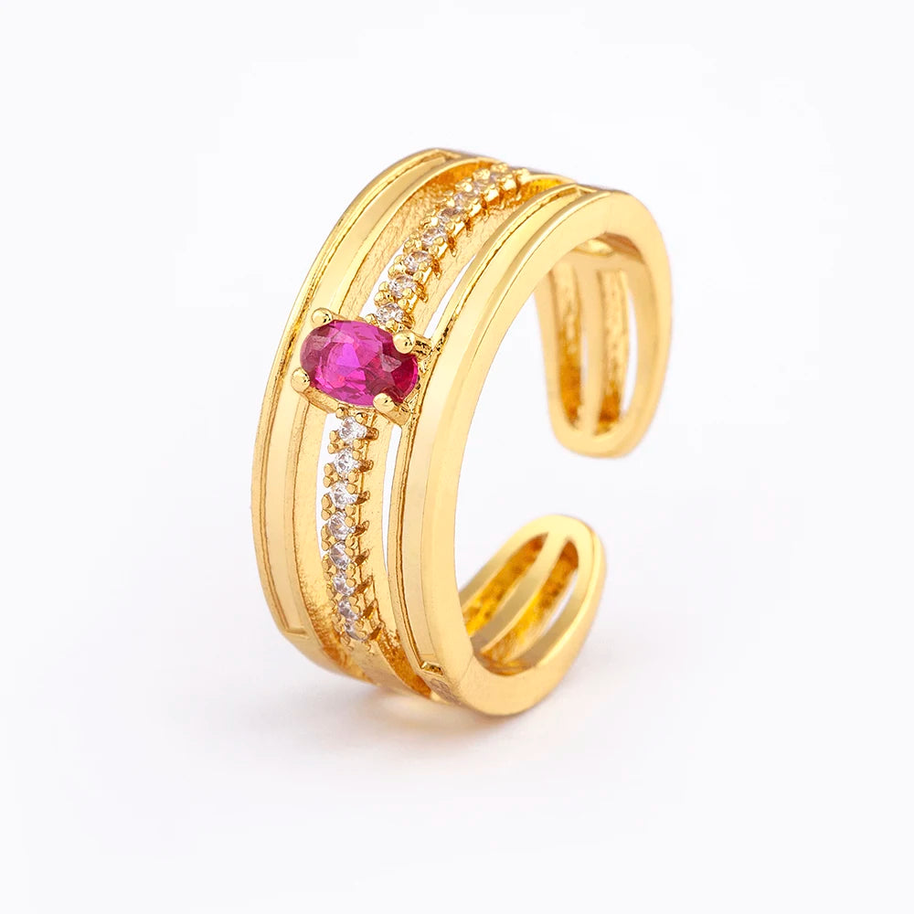 Adjustable Layered Ring - Dazzling Zirconia Statement Jewelry