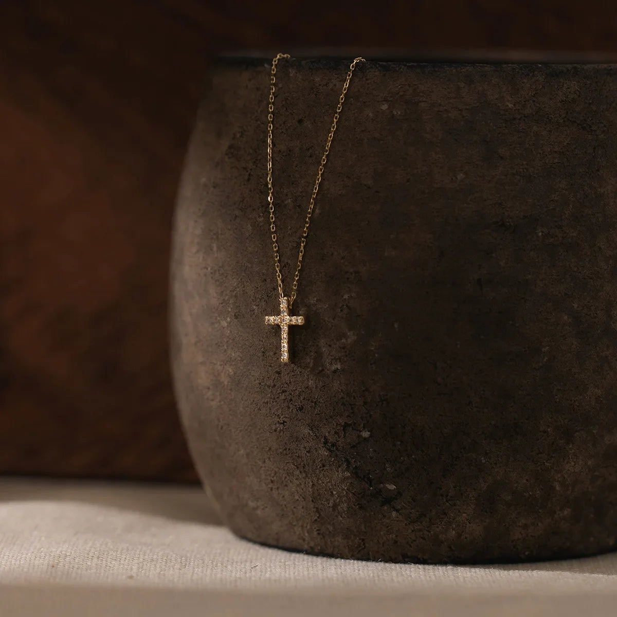 Gold Cross Necklace - 18K Plated Waterproof Pendant