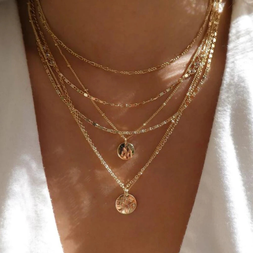 Layered Gold Necklace Set - 5 Piece Chain Collection