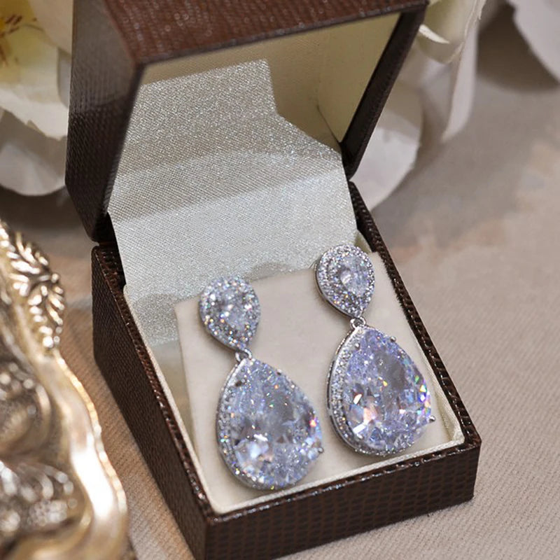 Crystal Drop Earrings - Sparkling Zirconia Statement Jewelry