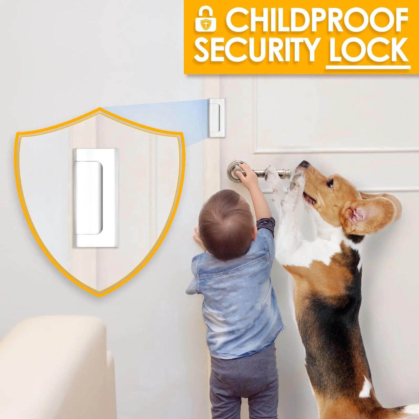 Door Security Lock – Anti-Theft Childproof Reinforcement Lock 3" Stop