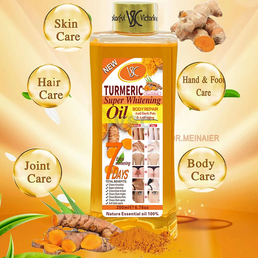 Turmeric Massage Oil - 200ml Body & Face Moisturizing Oil
