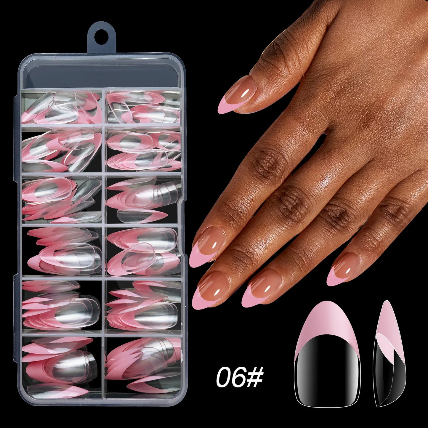 Press On Nails 120pcs | French Acrylic Full Cover Nail Tips | Mixed Sizes