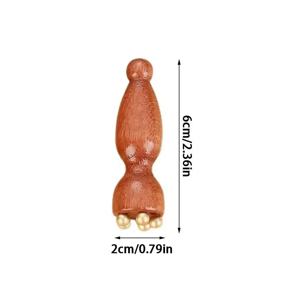 Lymphatic Facial Contour Brush & Brass Lotus Eye Massage Tool - Sandalwood Acupressure Set