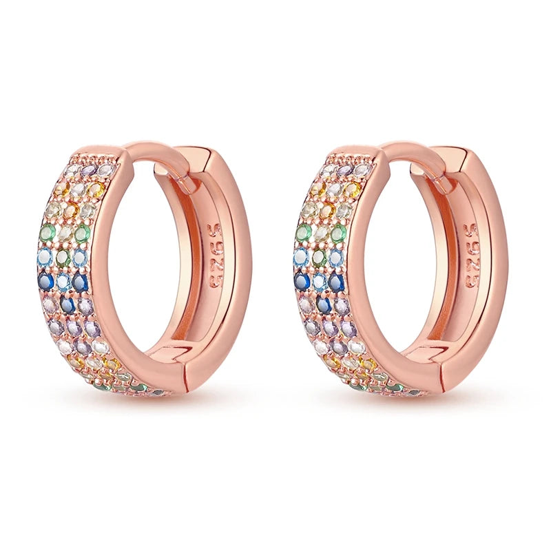 925 Sterling Silver Minimalist Hoop Earrings - Rose Gold & Yellow Gold