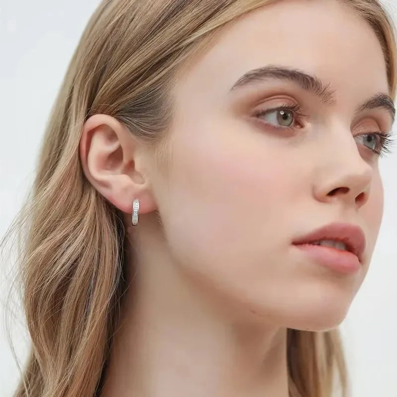 925 Sterling Silver Zirconia Circle Hoop Earrings - Elegant Round Studs