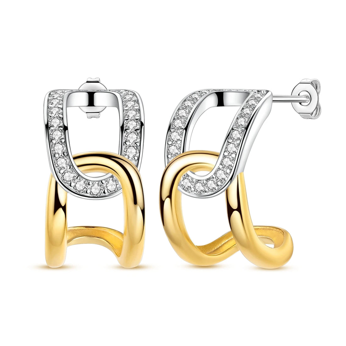 925 Sterling Silver Minimalist Hoop Earrings - Rose Gold & Yellow Gold